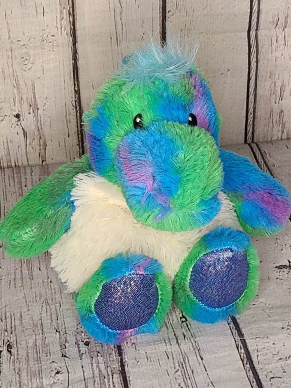 7" Warmies Jr. Small Dinosaur Plush Tie-Dye Blue Green Purple Microwave Heatable